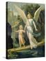 Guardian Angel Accompanying a Child over a Bridge, about 1900-null-Stretched Canvas