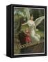 Guardian Angel Watches Over a Child as She Crosses a Dangerous Bridge-null-Framed Stretched Canvas