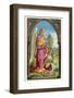 Guardian Angel Watches Over a Small Child as It Gathers Flowers in the German Countryside-null-Framed Photographic Print