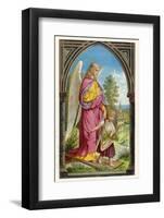 Guardian Angel Watches Over a Small Child as It Gathers Flowers in the German Countryside-null-Framed Photographic Print