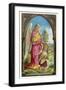Guardian Angel Watches Over a Small Child as It Gathers Flowers in the German Countryside-null-Framed Photographic Print