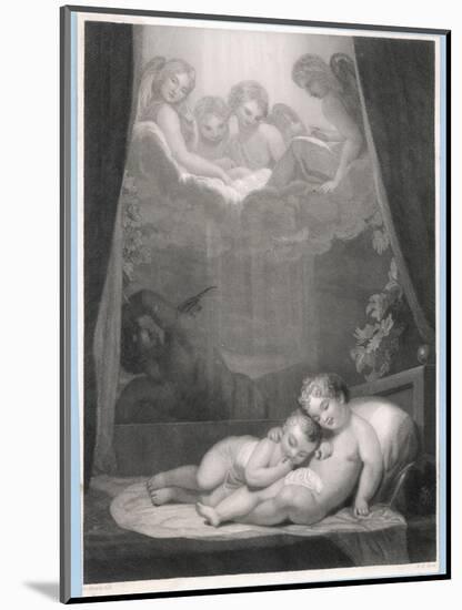Guardian Angels Watch Over Two Babies Thwarting the Evil One-W.h. Mote-Mounted Art Print