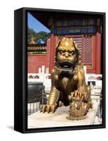 Guardian Lion at Forbidden City on Tiananmen Square, Imperial Palace, Beijing, Dongcheng District,-Dallas and John Heaton-Framed Stretched Canvas