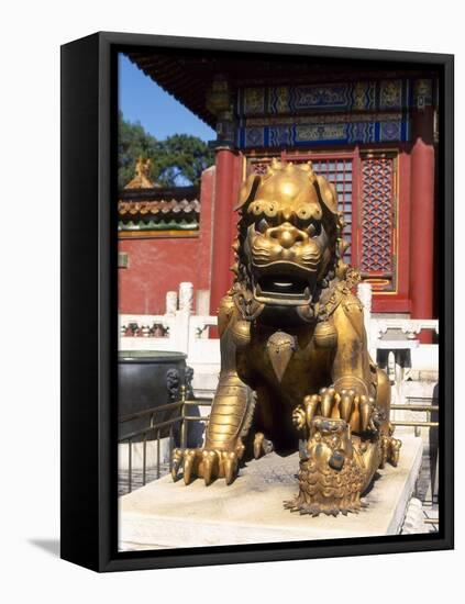 Guardian Lion at Forbidden City on Tiananmen Square, Imperial Palace, Beijing, Dongcheng District,-Dallas and John Heaton-Framed Stretched Canvas