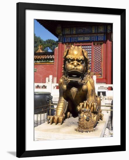 Guardian Lion at Forbidden City on Tiananmen Square, Imperial Palace, Beijing, Dongcheng District,-Dallas and John Heaton-Framed Premium Photographic Print