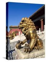 Guardian Lion at Forbidden City on Tiananmen Square, Imperial Palace, Beijing, Dongcheng District,-Dallas and John Heaton-Stretched Canvas