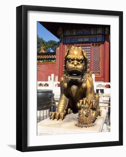 Guardian Lion at Forbidden City on Tiananmen Square, Imperial Palace, Beijing, Dongcheng District,-Dallas and John Heaton-Framed Photographic Print