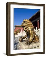 Guardian Lion at Forbidden City on Tiananmen Square, Imperial Palace, Beijing, Dongcheng District,-Dallas and John Heaton-Framed Photographic Print