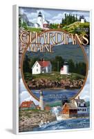 Guardians of Maine - Curtis Island Center-Lantern Press-Framed Art Print