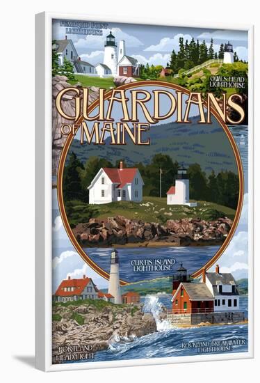 Guardians of Maine - Curtis Island Center-Lantern Press-Framed Art Print