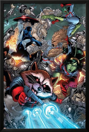 Guardians Of The Galaxy No.8 Group: Rocket Raccoon, Major Victory, Bug and Mantis-Brad Walker-Lamina Framed Poster