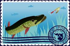 Postage Stamp. The Hunt For Pike-GUARDING-OWO-Art Print