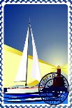 Postage Stamp. Yacht At Sea And The Lighthouse-GUARDING-OWO-Framed Art Print