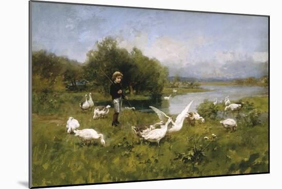 Guarding the Flock-Luigi Chialiva-Mounted Giclee Print