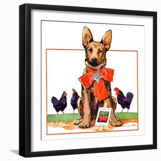 "Guarding the Garden,"May 1, 1935-Jene Klebe-Framed Premium Giclee Print