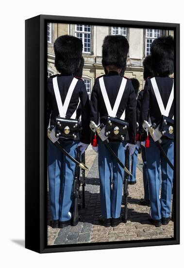 Guards at Amalienborg Royal Palace, Copenhagen, Denmark, Scandinavia, Europe-Yadid Levy-Framed Stretched Canvas