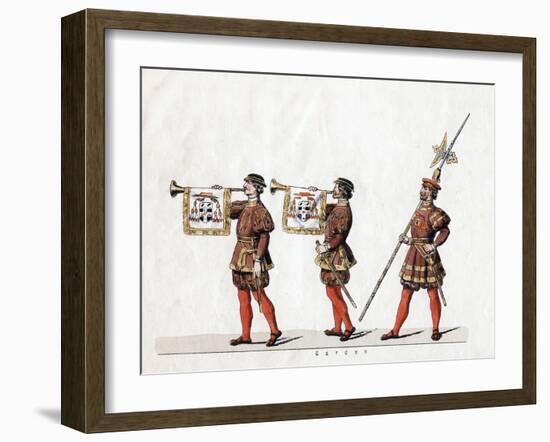 Guards, Costume Design for Shakespeare's Play, Henry VIII, 19th Century-null-Framed Giclee Print