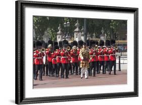 Guards Military Band Marching Past Buckingham Palace En Route to the Trooping of the Colour-James Emmerson-Framed Photographic Print