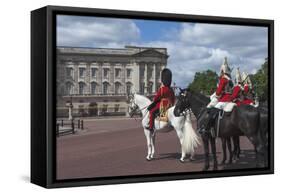 Guards Officer and Escort Awaiting Guards Detachments Outside Buckingham Palace-James Emmerson-Framed Stretched Canvas