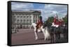 Guards Officer and Escort Awaiting Guards Detachments Outside Buckingham Palace-James Emmerson-Framed Stretched Canvas