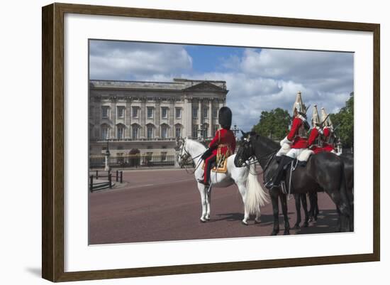 Guards Officer and Escort Awaiting Guards Detachments Outside Buckingham Palace-James Emmerson-Framed Photographic Print