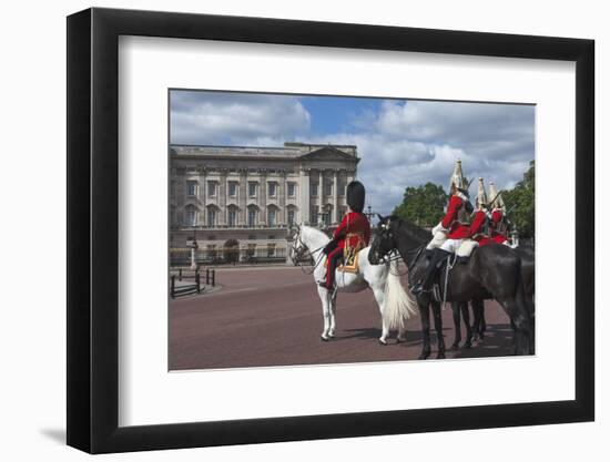 Guards Officer and Escort Awaiting Guards Detachments Outside Buckingham Palace-James Emmerson-Framed Photographic Print