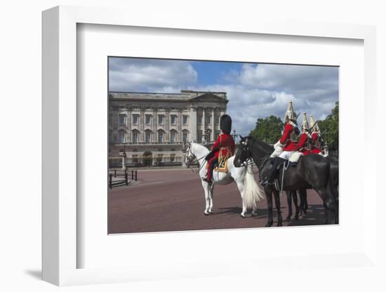 Guards Officer and Escort Awaiting Guards Detachments Outside Buckingham Palace-James Emmerson-Framed Photographic Print