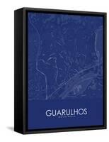 Guarulhos, Brazil Blue Map-null-Framed Stretched Canvas