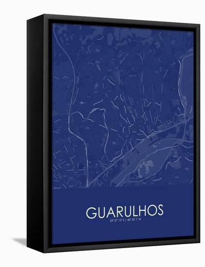 Guarulhos, Brazil Blue Map-null-Framed Stretched Canvas