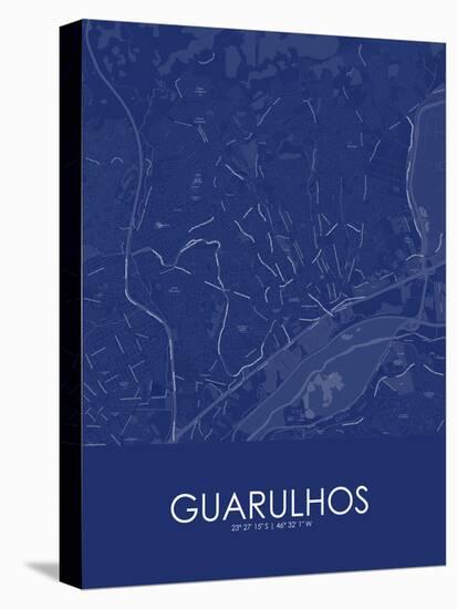 Guarulhos, Brazil Blue Map-null-Stretched Canvas