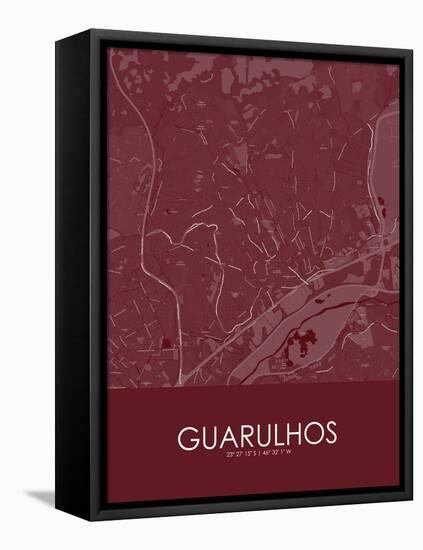 Guarulhos, Brazil Red Map-null-Framed Stretched Canvas