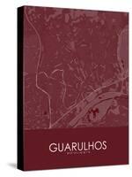 Guarulhos, Brazil Red Map-null-Stretched Canvas