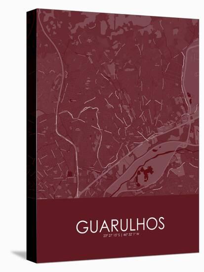Guarulhos, Brazil Red Map-null-Stretched Canvas