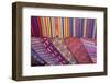 Guatemala, Antigua. Colorful weavings for sale in shop in Antigua.-Julie Eggers-Framed Photographic Print