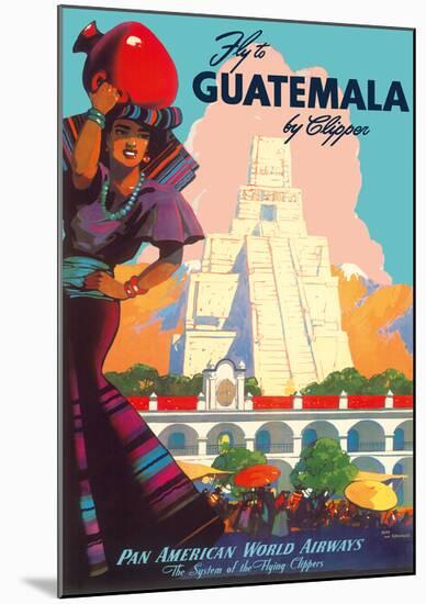 Guatemala by Clipper - Pan American World Airways - Tikal Mayan-null-Mounted Giclee Print