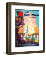 Guatemala by Clipper - Pan American World Airways - Tikal Mayan-null-Framed Art Print