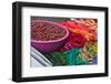 Guatemala, Chichicastenango. Colorful yarn on display at the market.-Julie Eggers-Framed Photographic Print