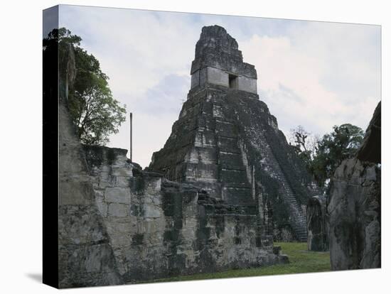 Guatemala, El Peten, Tikal National Park, Temple of the Great Jaguar at Archaeological Site-null-Stretched Canvas