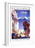 "Guatemala is Only One Day Away" Vintage Travel Poster-Piddix-Framed Art Print