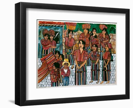 Guatemalen Girls, Solola, 2023 (Watercolour on Paper)-Hilary Simon-Framed Giclee Print