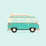 Color Full Surfer Van. Transportation and Surfing, Sport Board, Vector Illustration-Guaxinim-Mounted Art Print