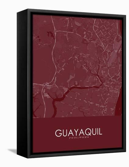 Guayaquil, Ecuador Red Map-null-Framed Stretched Canvas