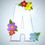 Alphabet Glass Spring With Flowers-gubh83-Art Print