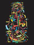 Colorful Abstract Tech Shapes on Black Background,Vector-gudron-Stretched Canvas