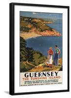 Guernsey, England - Southern/Great Western Rail Couple on Cliff Poster-Lantern Press-Framed Art Print