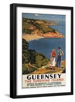 Guernsey, England - Southern/Great Western Rail Couple on Cliff Poster-Lantern Press-Framed Art Print