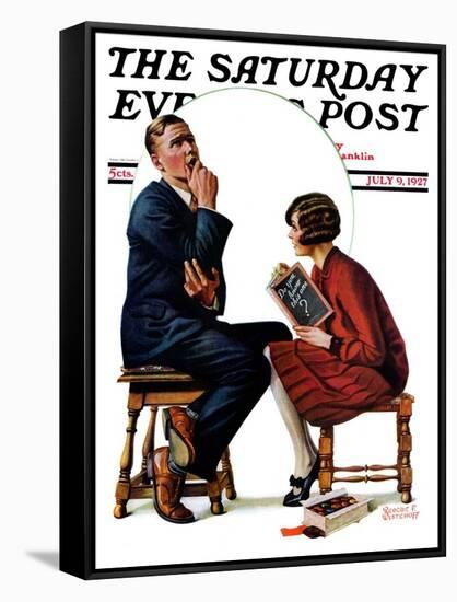 "Guessing Game," Saturday Evening Post Cover, July 9, 1927-Revere F. Wistehoff-Framed Stretched Canvas