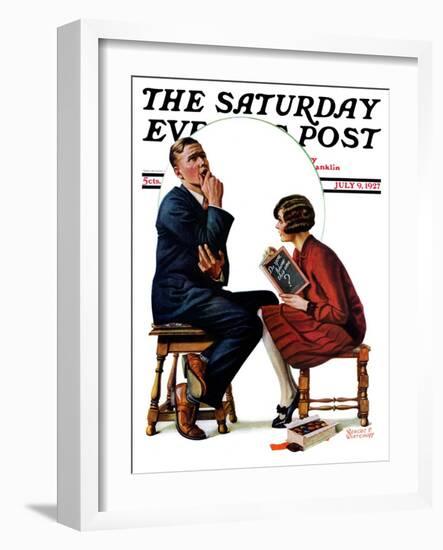 "Guessing Game," Saturday Evening Post Cover, July 9, 1927-Revere F. Wistehoff-Framed Giclee Print