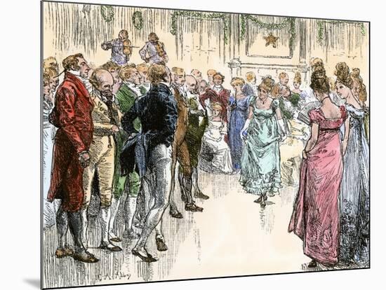 Guests Dancing the Virginia Reel at a Westover Plantation Ball, 1700s-null-Mounted Giclee Print