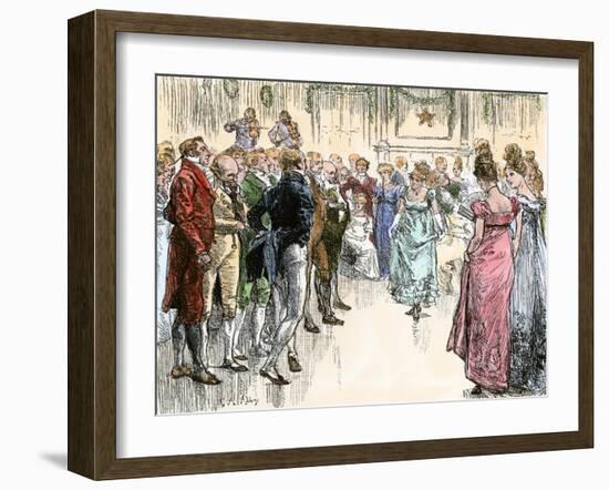 Guests Dancing the Virginia Reel at a Westover Plantation Ball, 1700s-null-Framed Giclee Print